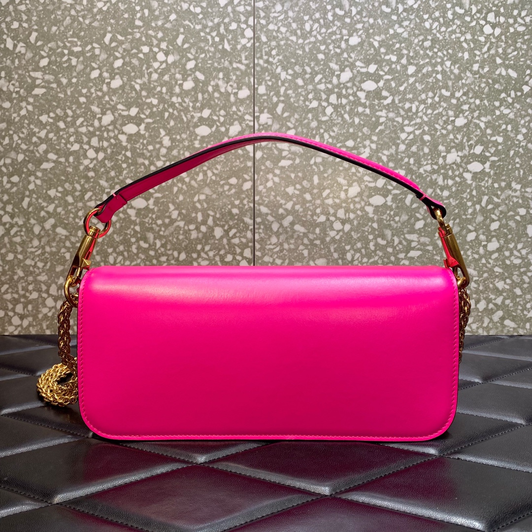 Valentino Garavani Loco Shoulder Bag in Rose Pink Calfskin Leather